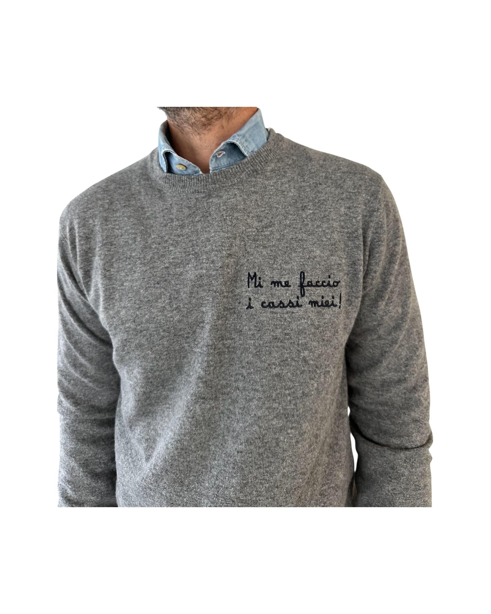 Maglione a girocollo con ricamo Mi me faccio i cassi miei! HER0024 03394I MC2 SAINT BARTH 