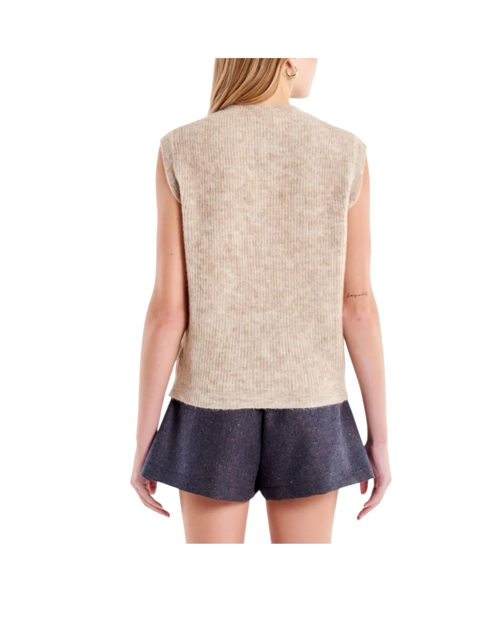 Gilet coreana con bottoni Beige 77232F BEIGE VICOLO 