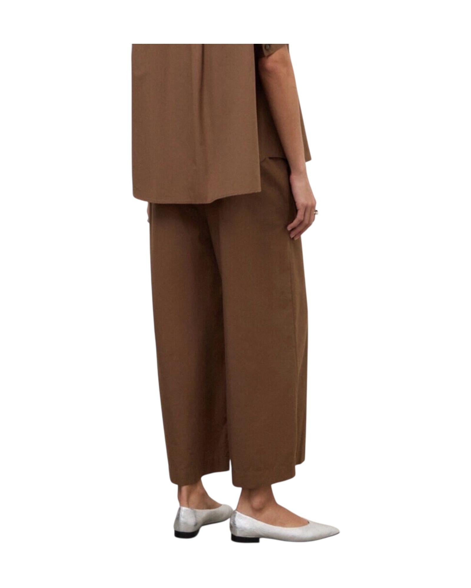 Pantalone cropped in popeline Cioccolata PCH DP9741 CIOCCOLATA OTTOD'AME 