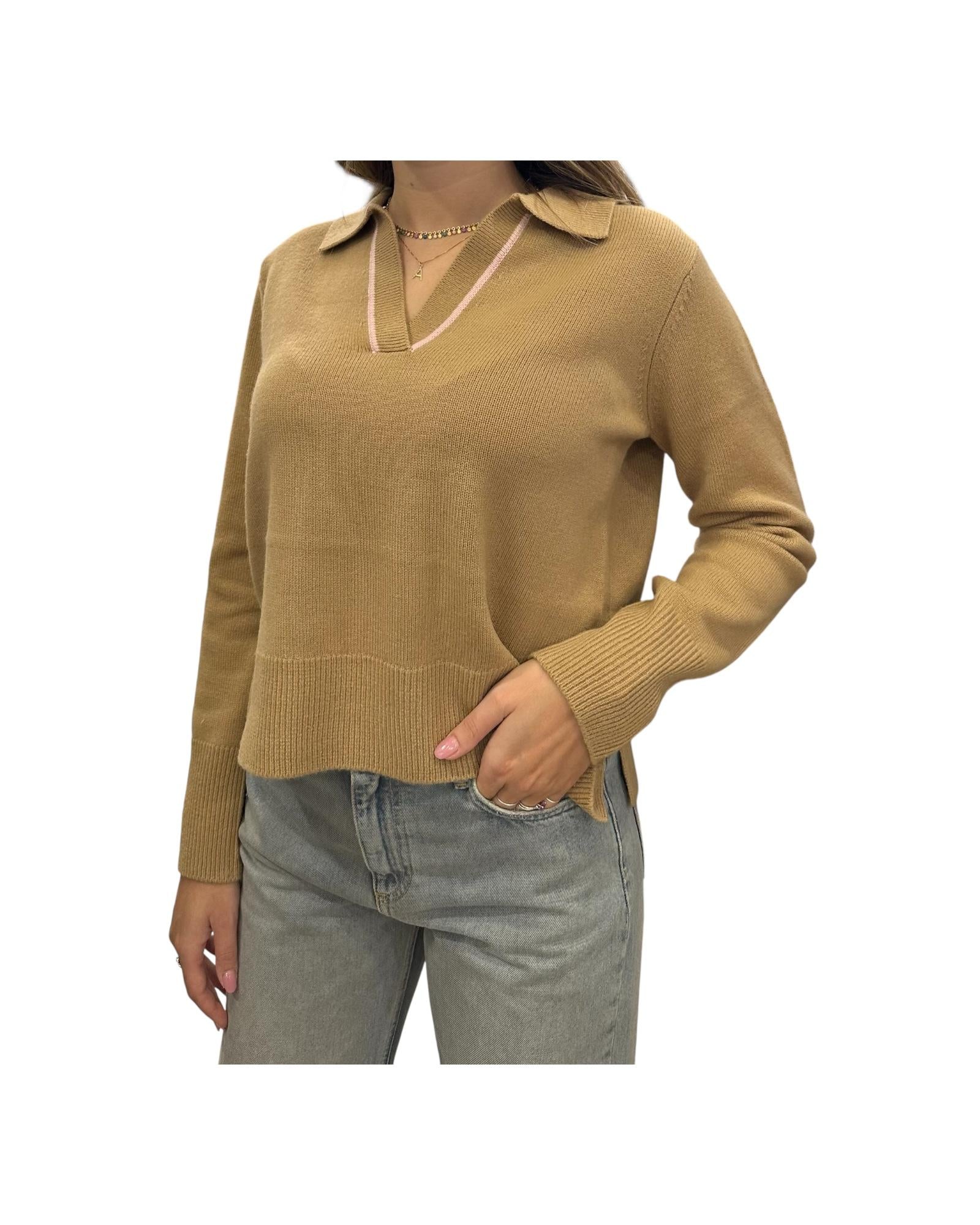 Maglione in Lana Merino Beige MS32 0003 Since're Paris 