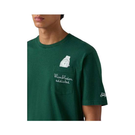 T-shirt in cotone con ricamo Wimbledon addicted Verde CONR0001 02949I MC2 SAINT BARTH 