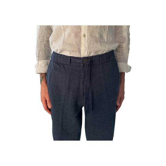 Pantalone misto lino Blue Navy AU25S31PA PA1432 NAVY BLUE Alley docks 