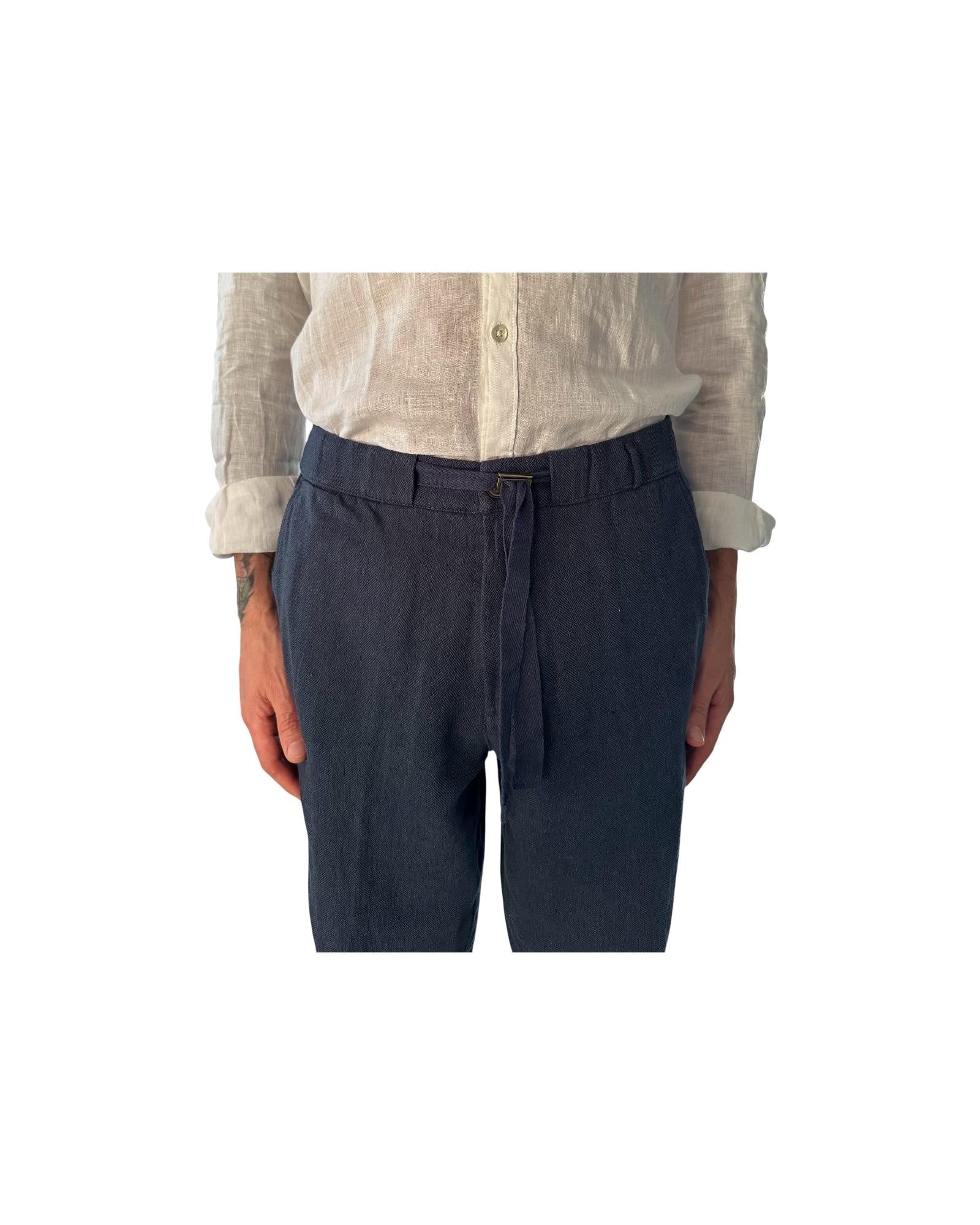 Pantalone misto lino Blue Navy AU25S31PA PA1432 NAVY BLUE Alley docks 