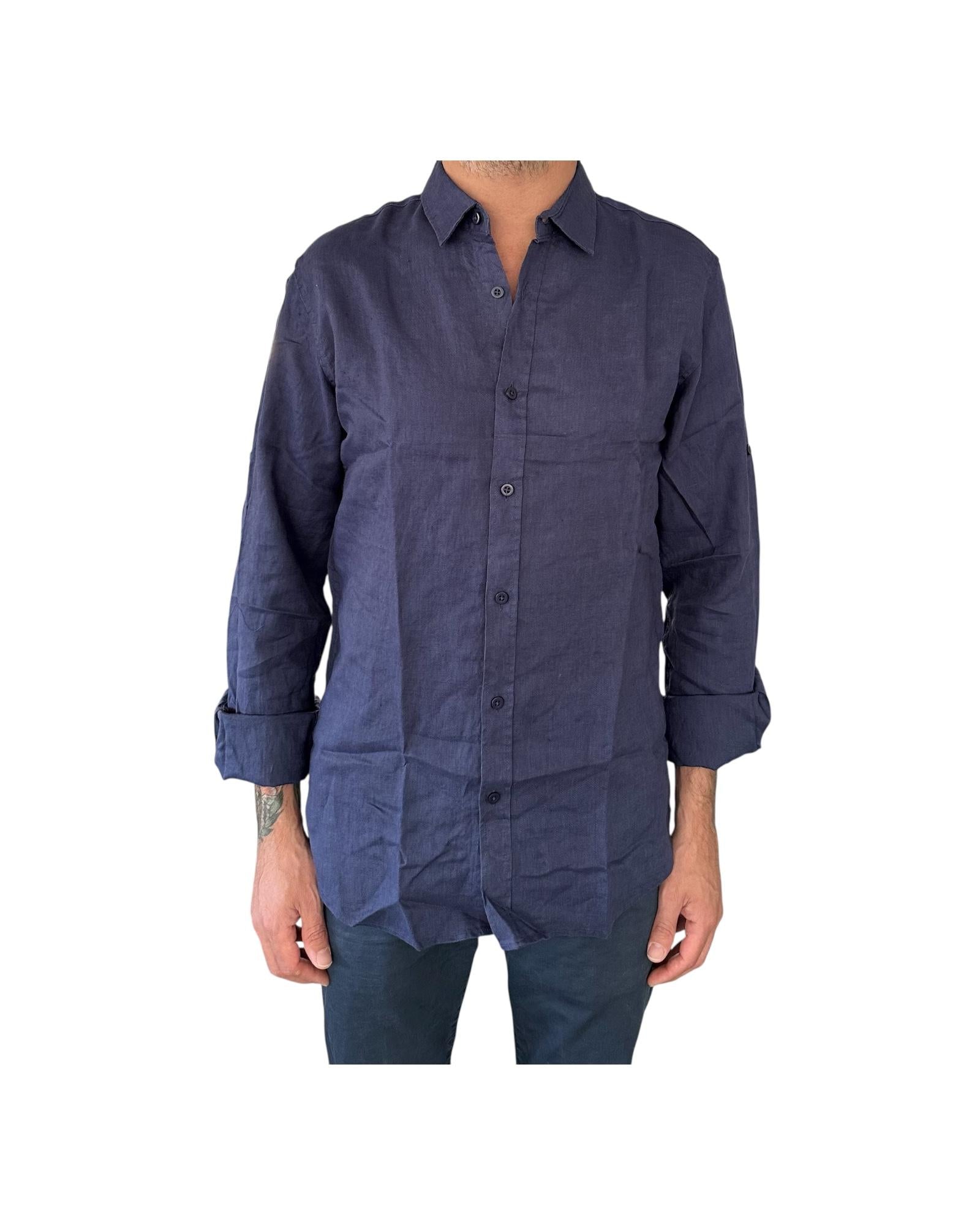 Camicia Uomo in lino Blue CAMICIA LINO TINTA UNITA BLUE RE.VI.VAL 