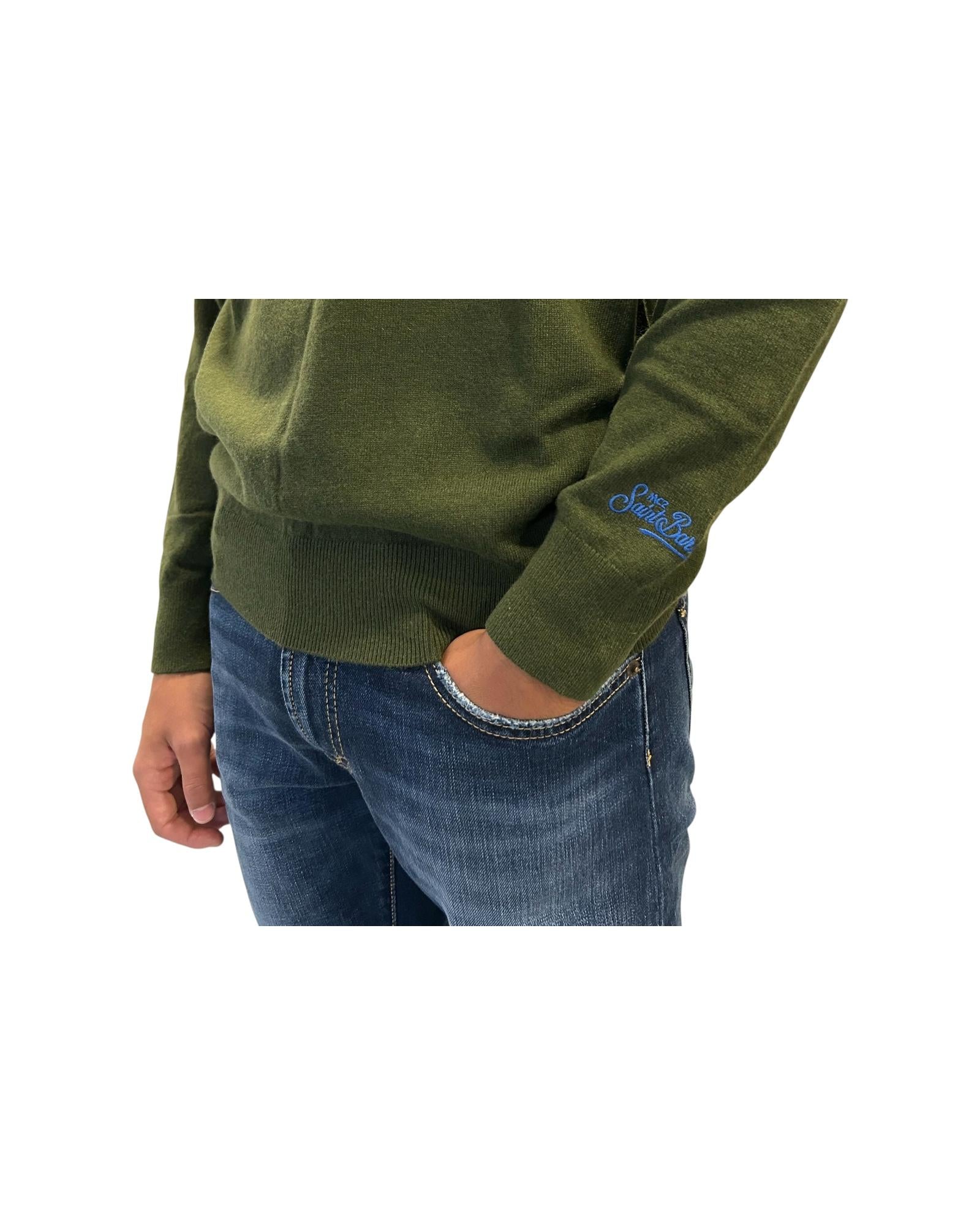 Maglione a girocollo con ricamo Ce la farò... anche sta vodka HER0024 03495I MC2 SAINT BARTH 