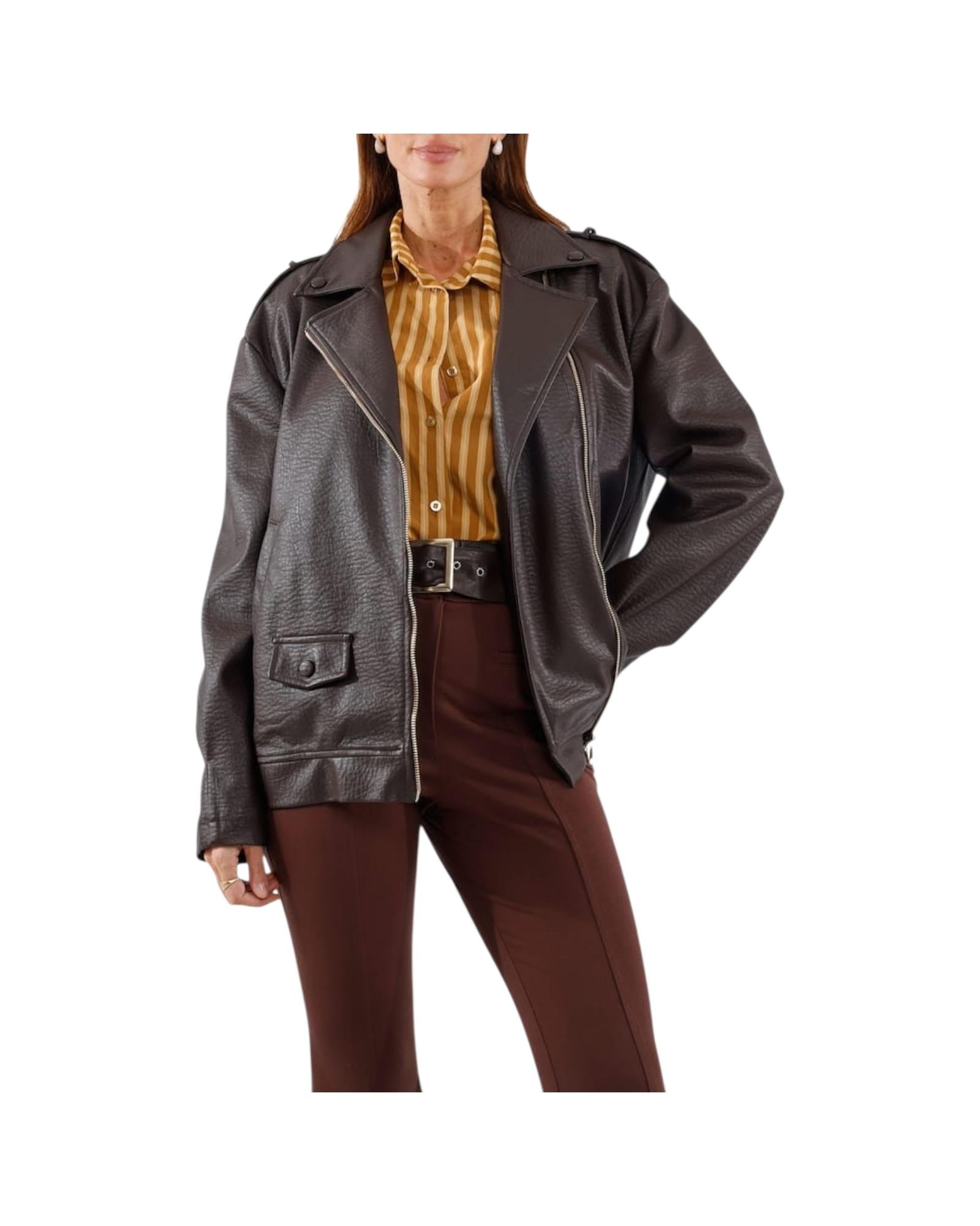 Giacca biker in ecopelle Moro KMI Q003 028 HAVEONE 