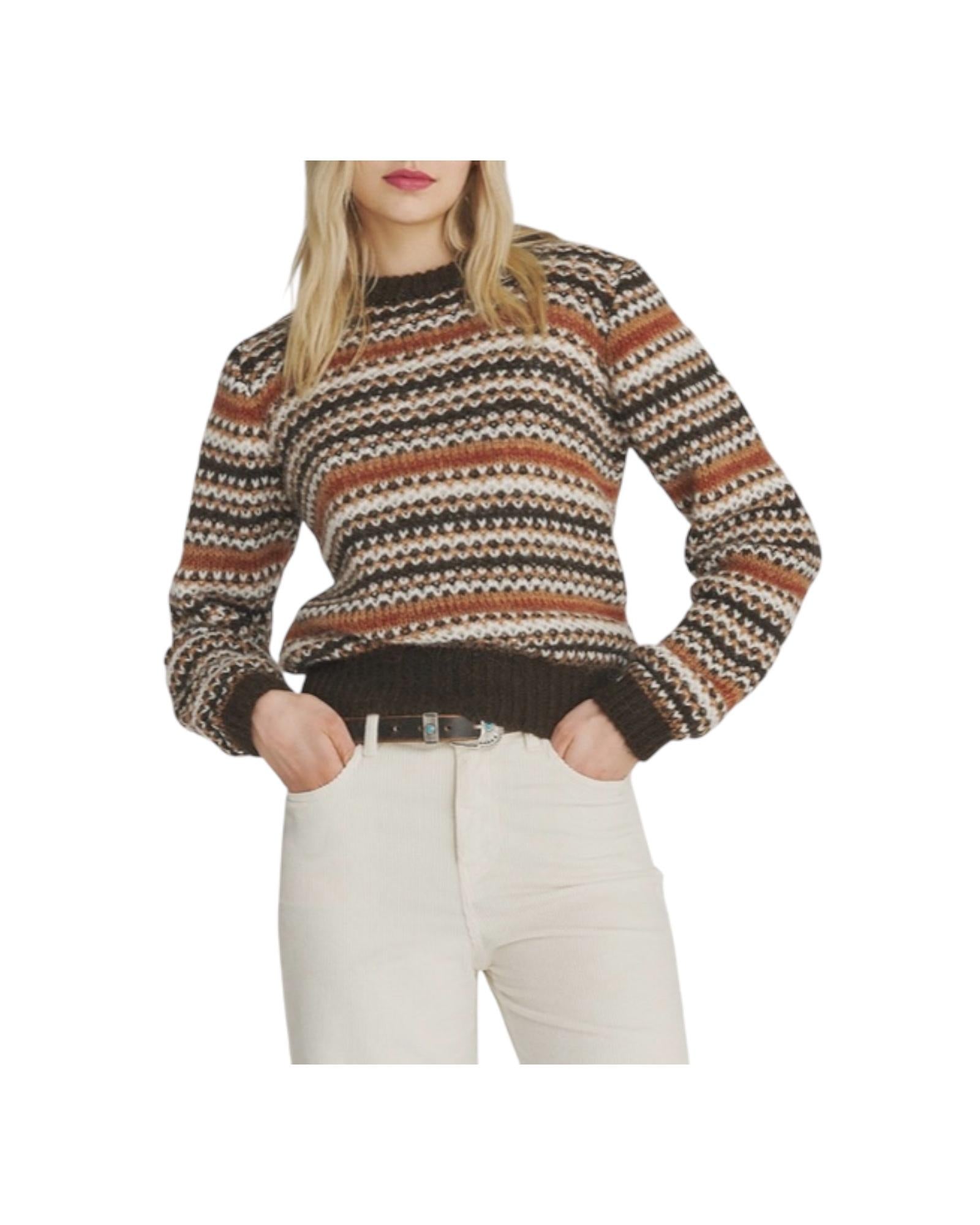 Maglione girocollo Brown cream orange RND90231CP22XXXX C0568 ROY ROGER'S 