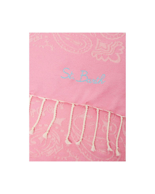Telo mare in cotone jacquard con fantasia Bandana Rosa FOUT009 02704L MC2 SAINT BARTH 