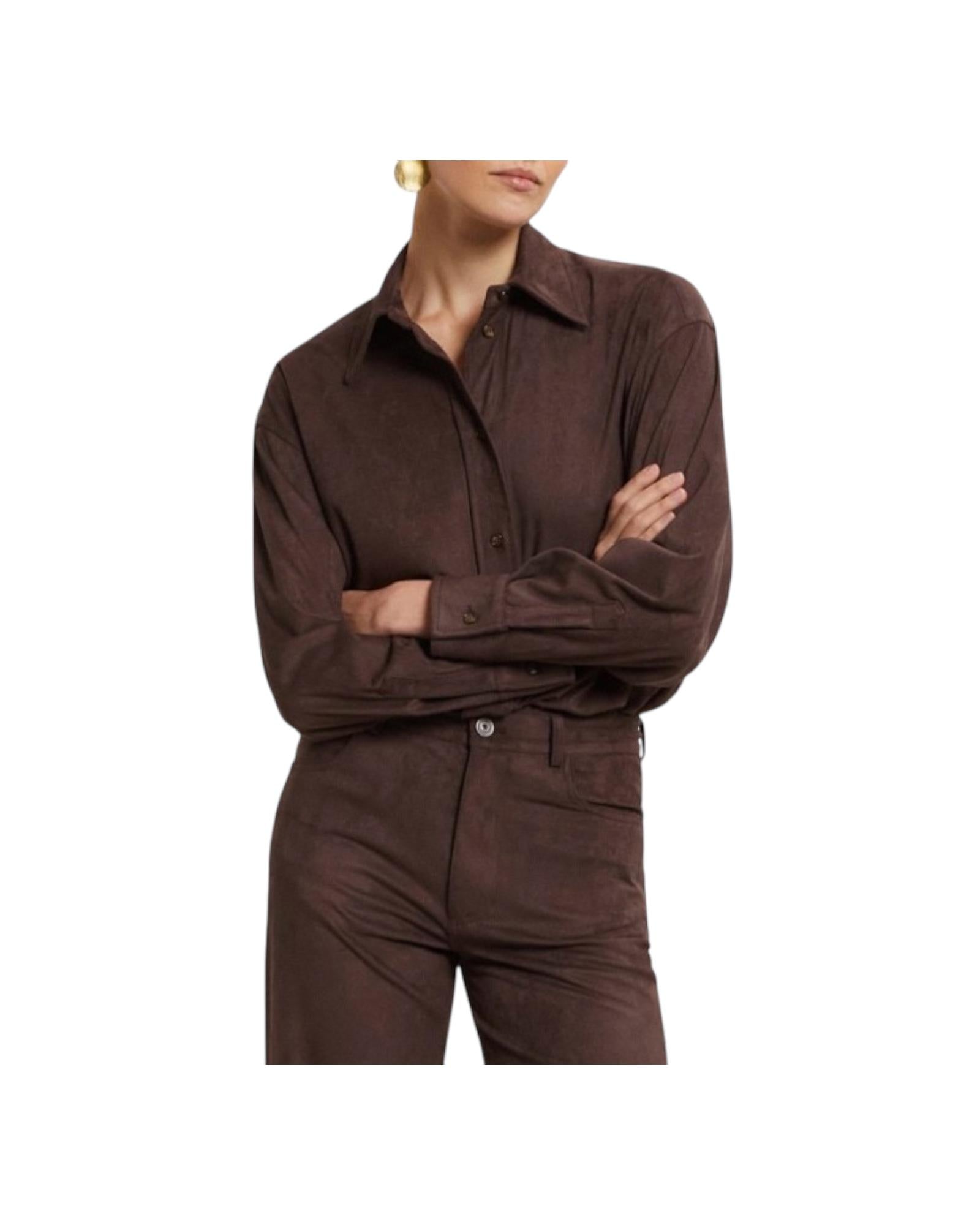 Camicia con fondo arrotondato Brown FNT DC5157 BROWN OTTOD'AME 