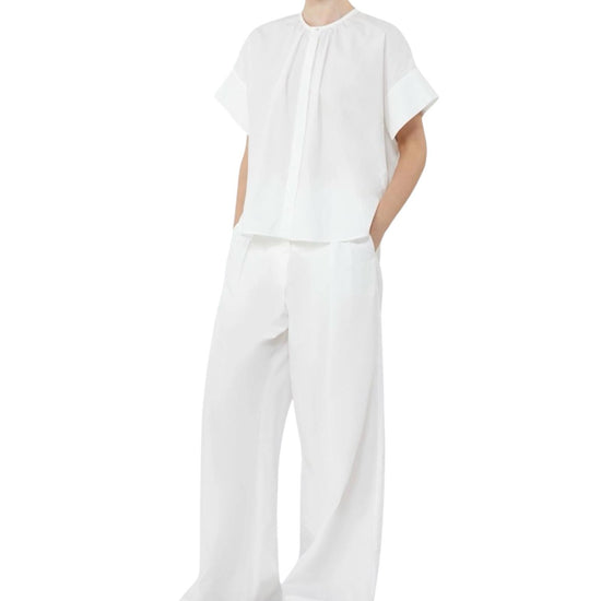 Camicia girocollo in popeline di cotone Bianco EDUCATA 004 MAX MARA WEEKEND 
