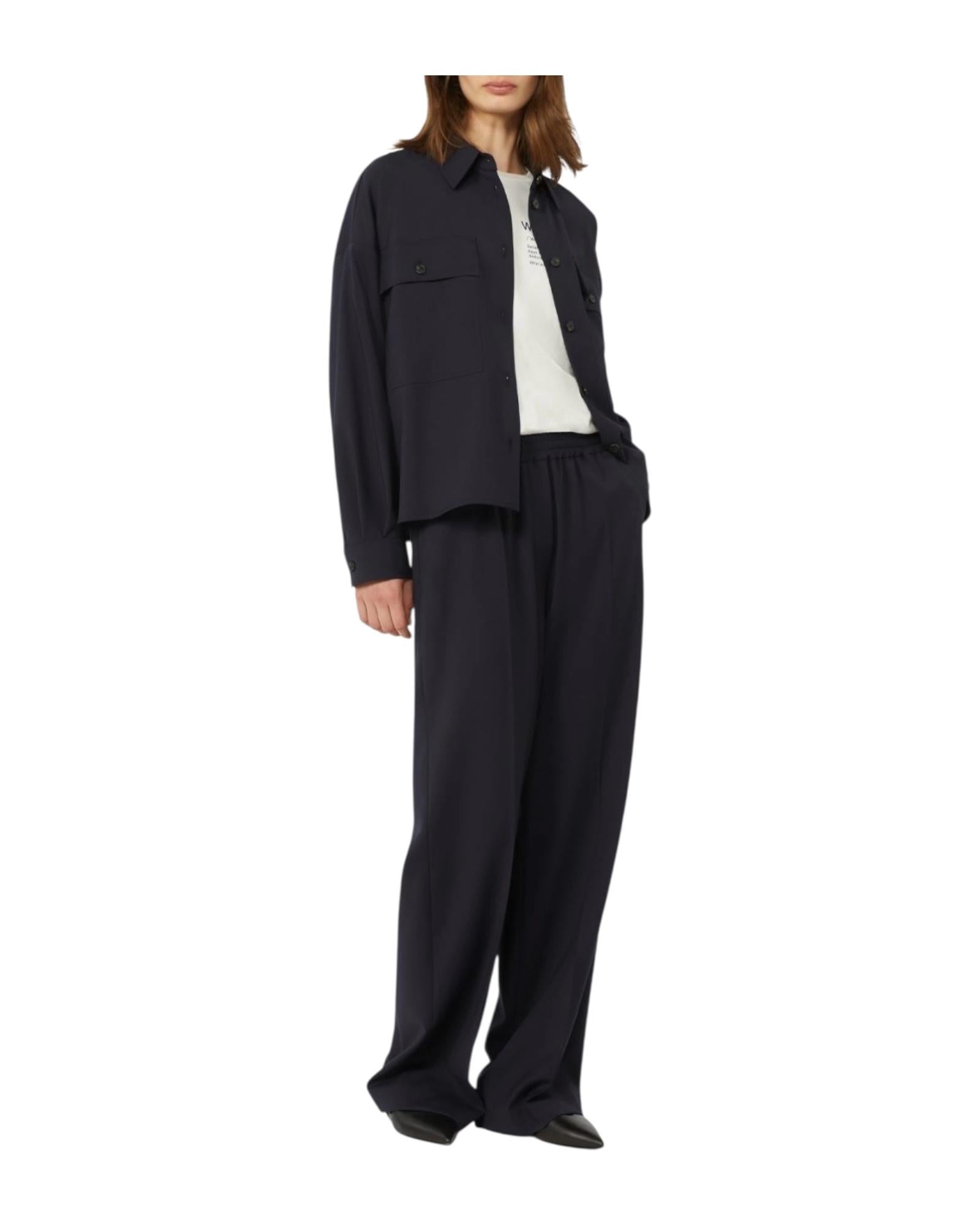 Pantalone in tela di pura lana Blu MALLO 001 MAX MARA WEEKEND 