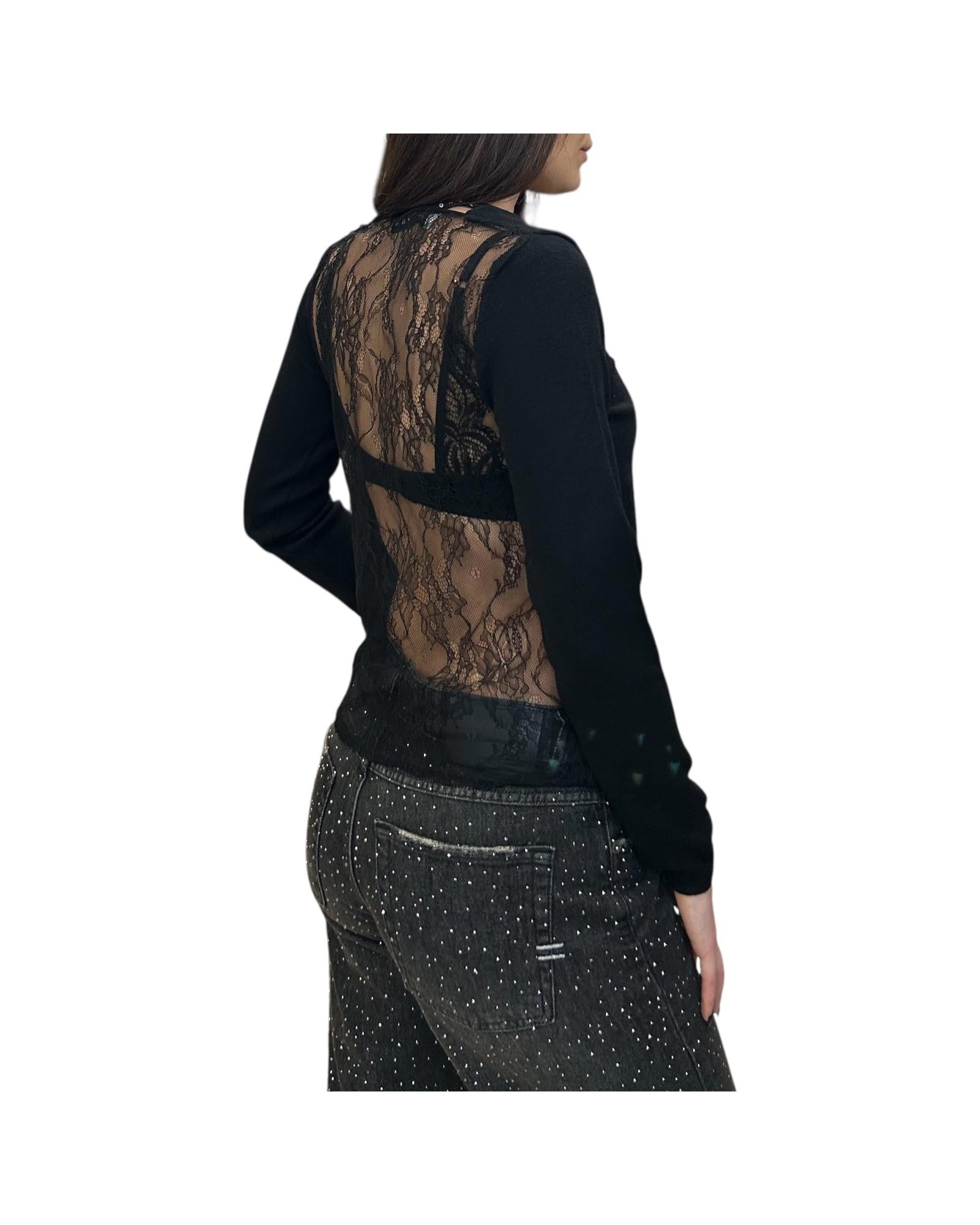 Maglia con pizzo posteriore Nero MNC P171 NERO haveone 