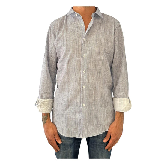 Camicia Uomo misto lino righe bianco celeste CAMICIE COTONE LINO RIGHE BIANCO CELESTE RE.VI.VAL 
