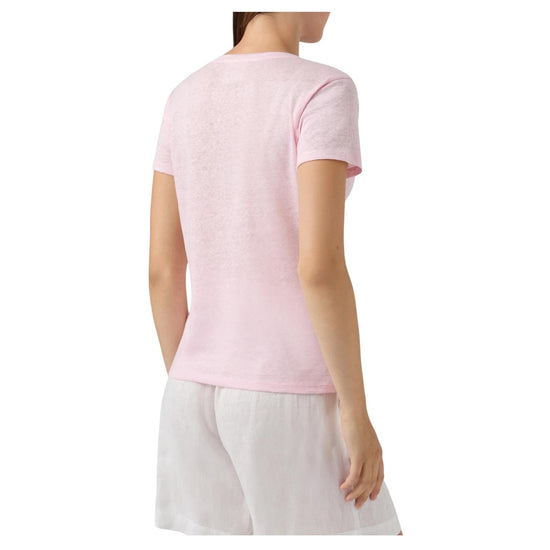 T-shirt in lino Rosa con logo ricamato ELOI001 08678L MC2 SAINT BARTH 