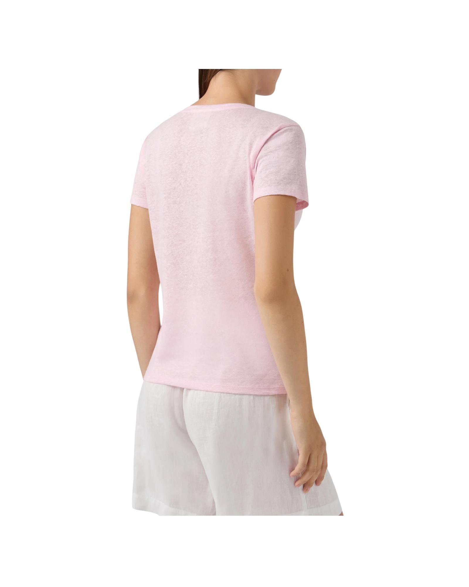 T-shirt in lino Rosa con logo ricamato ELOI001 08678L MC2 SAINT BARTH 