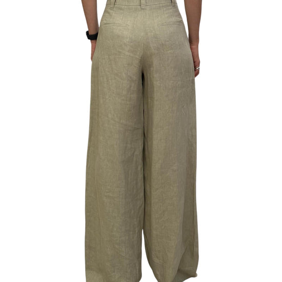 Pantalone in lino Wide leg beige ZAMA 002 MARELLA 