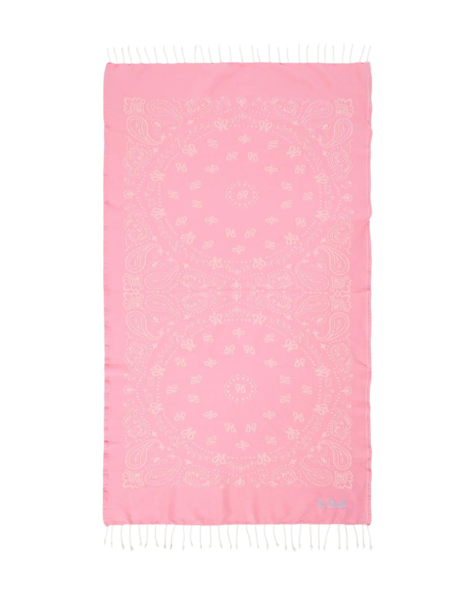 Telo mare in cotone jacquard con fantasia Bandana Rosa FOUT009 02704L MC2 SAINT BARTH 