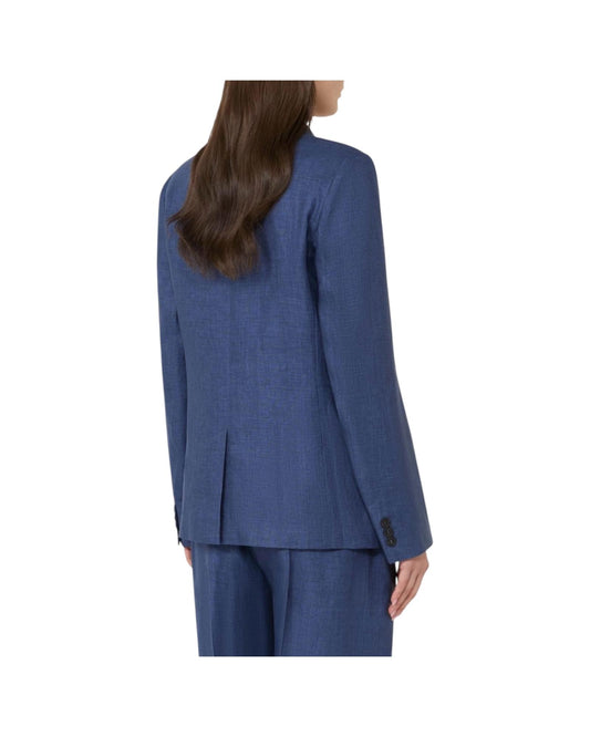 Blazer in canvas di lino Blu NALUT 006 MAX MARA WEEKEND 