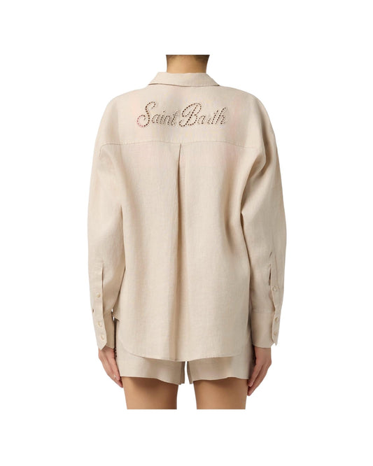 Camicia Cristal Poket in lino Beige CYS0002 08194L MC2 SAINT BARTH 