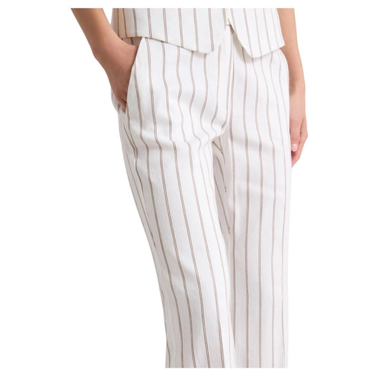 Pantalone in lino e cotone Panna righe marrone FEBO 001 MARELLA 