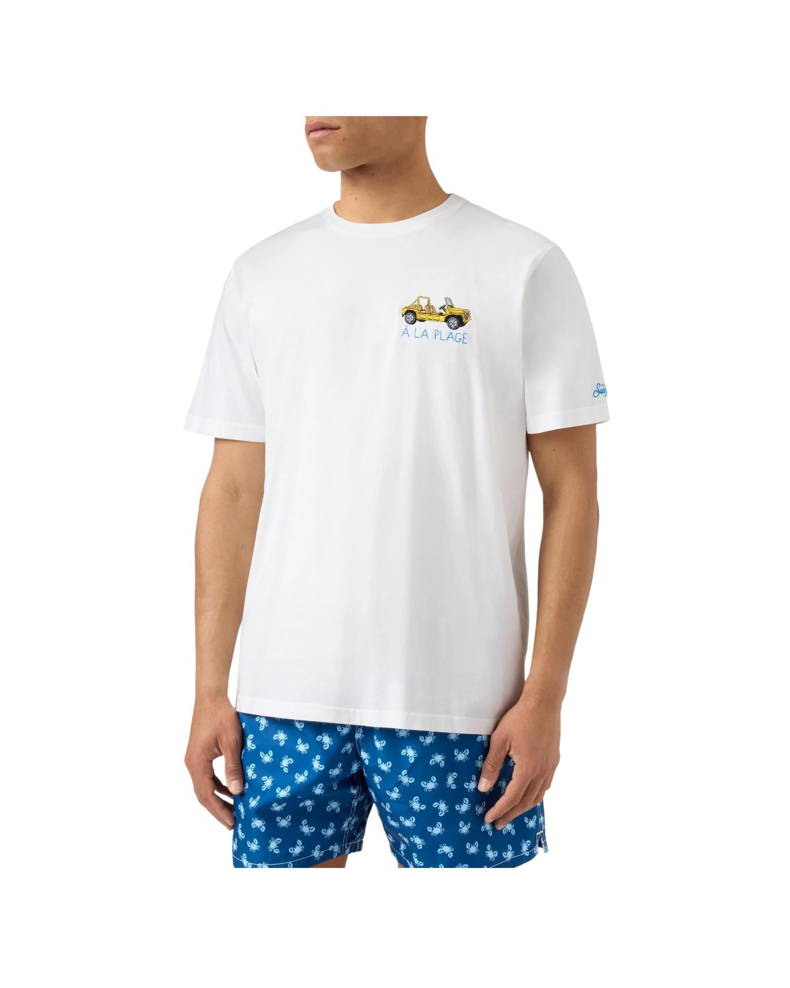 T-shirt Portofino bianca con ricamo À La Plage POT0001 04323L MC2 SAINT BARTH 