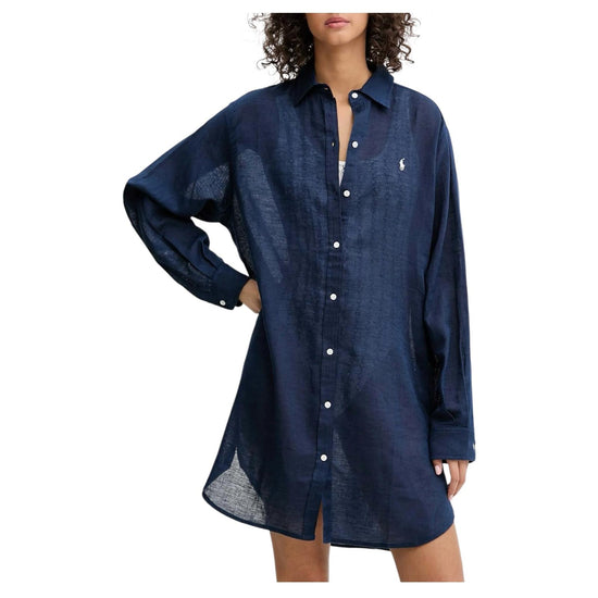 Camicione in cotone e lino Navy 21564377 NAVY RALPH LAUREN 