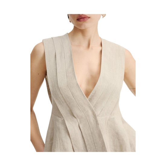 Top smanicato in tela di lino Beige VALLO 001 MARELLA 