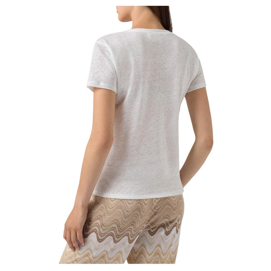 T-shirt in lino Bianco con logo ricamato ELOI001 08675L MC2 SAINT BARTH 