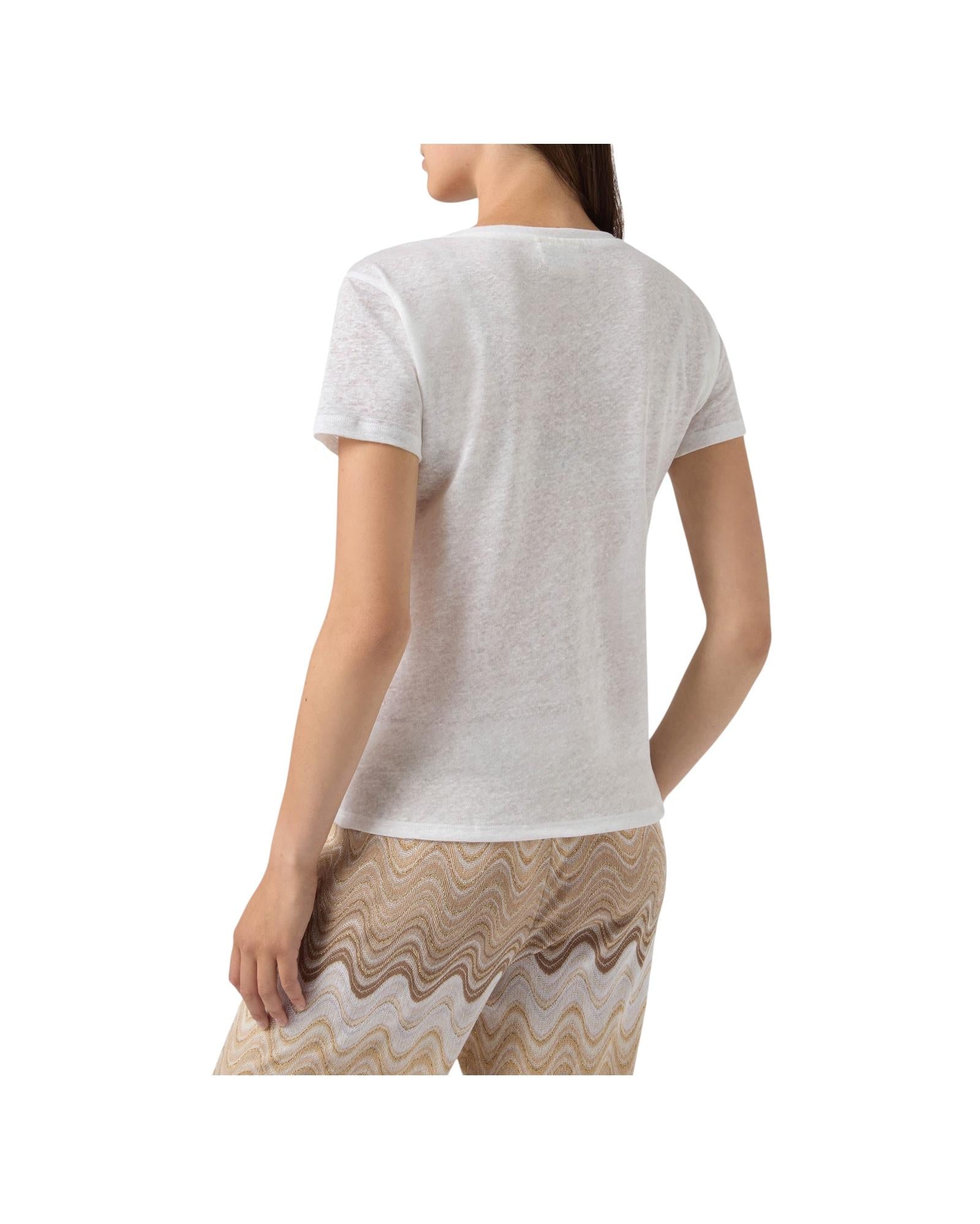 T-shirt in lino Bianco con logo ricamato ELOI001 08675L MC2 SAINT BARTH 