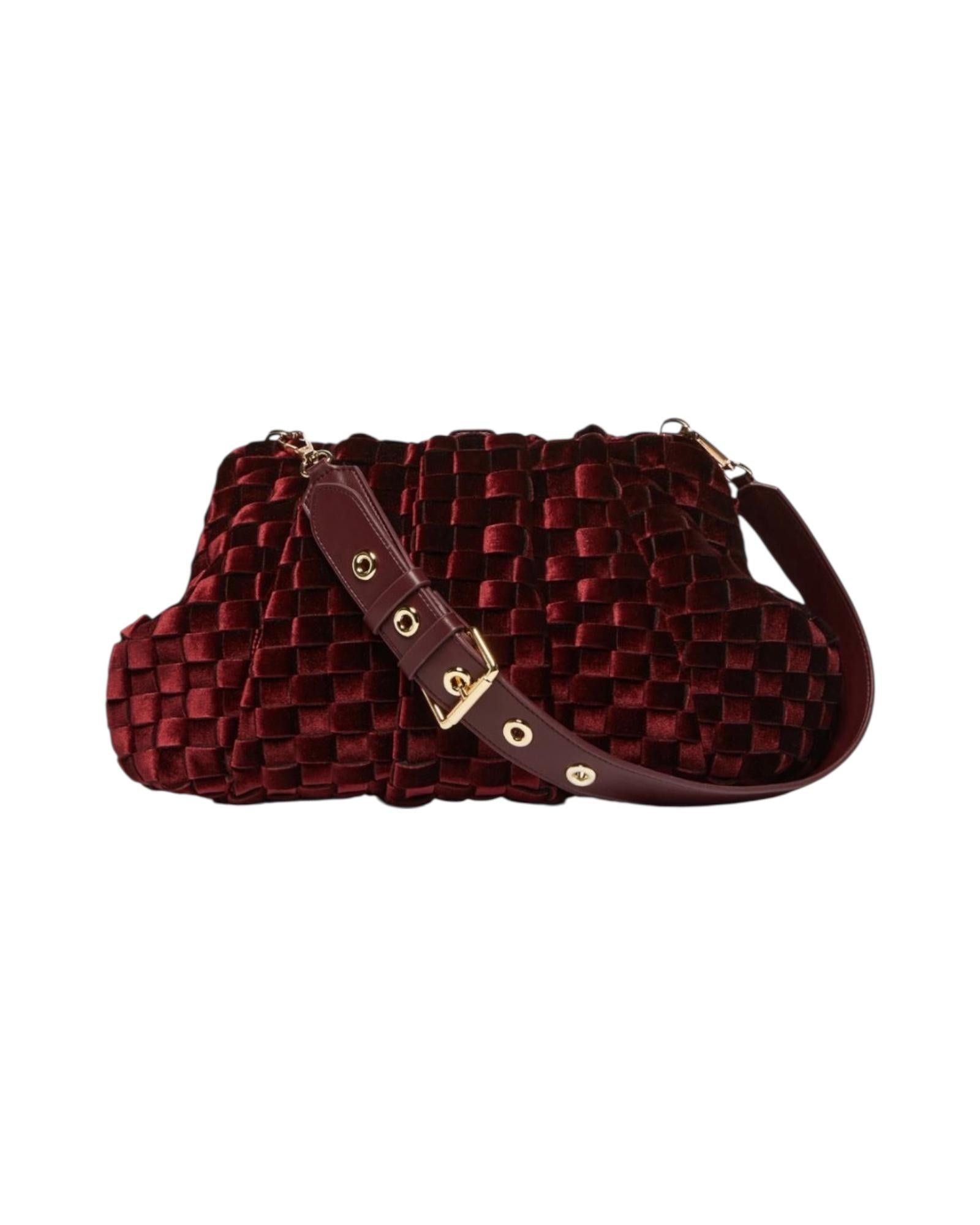Pochette morbida in velluto intrecciato Bordeaux POLDER 002 MARELLA 