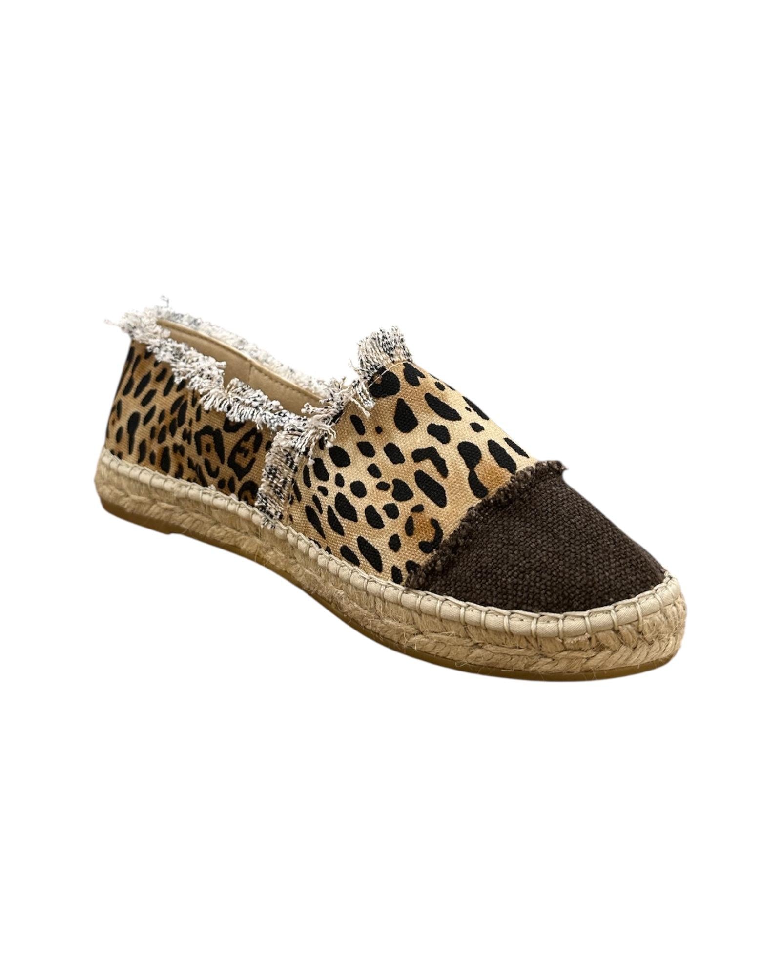 Espadrillas in canvas stampa animalier con ricamo MOGAN SAND LEOPARD 11 MC2 SAINT BARTH 