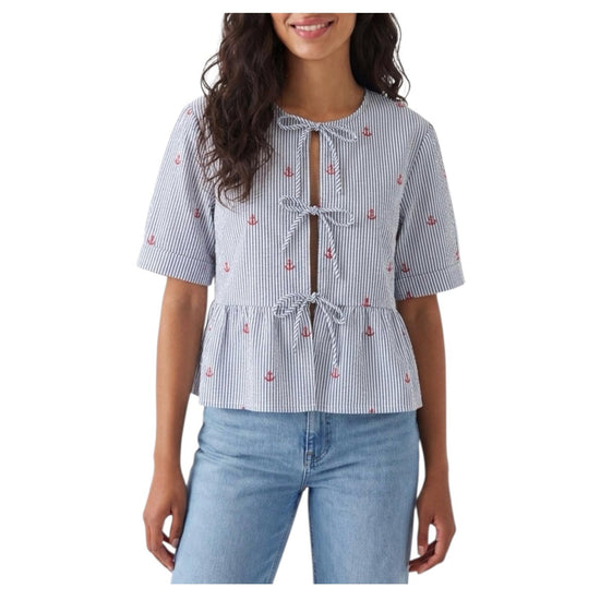 Camicia in cotone seersucker a righe AYO0001 00471L MC2 SAINT BARTH 