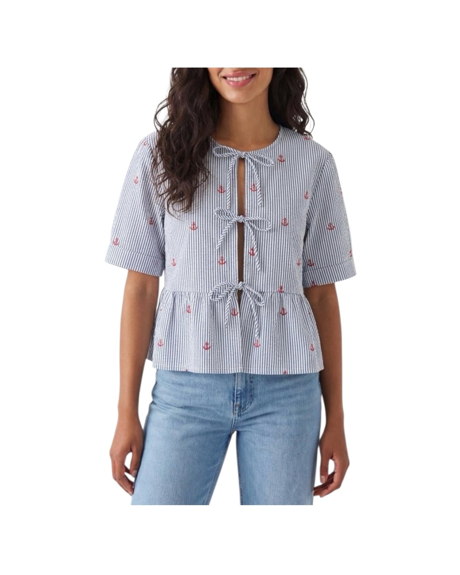Camicia in cotone seersucker a righe AYO0001 00471L MC2 SAINT BARTH 