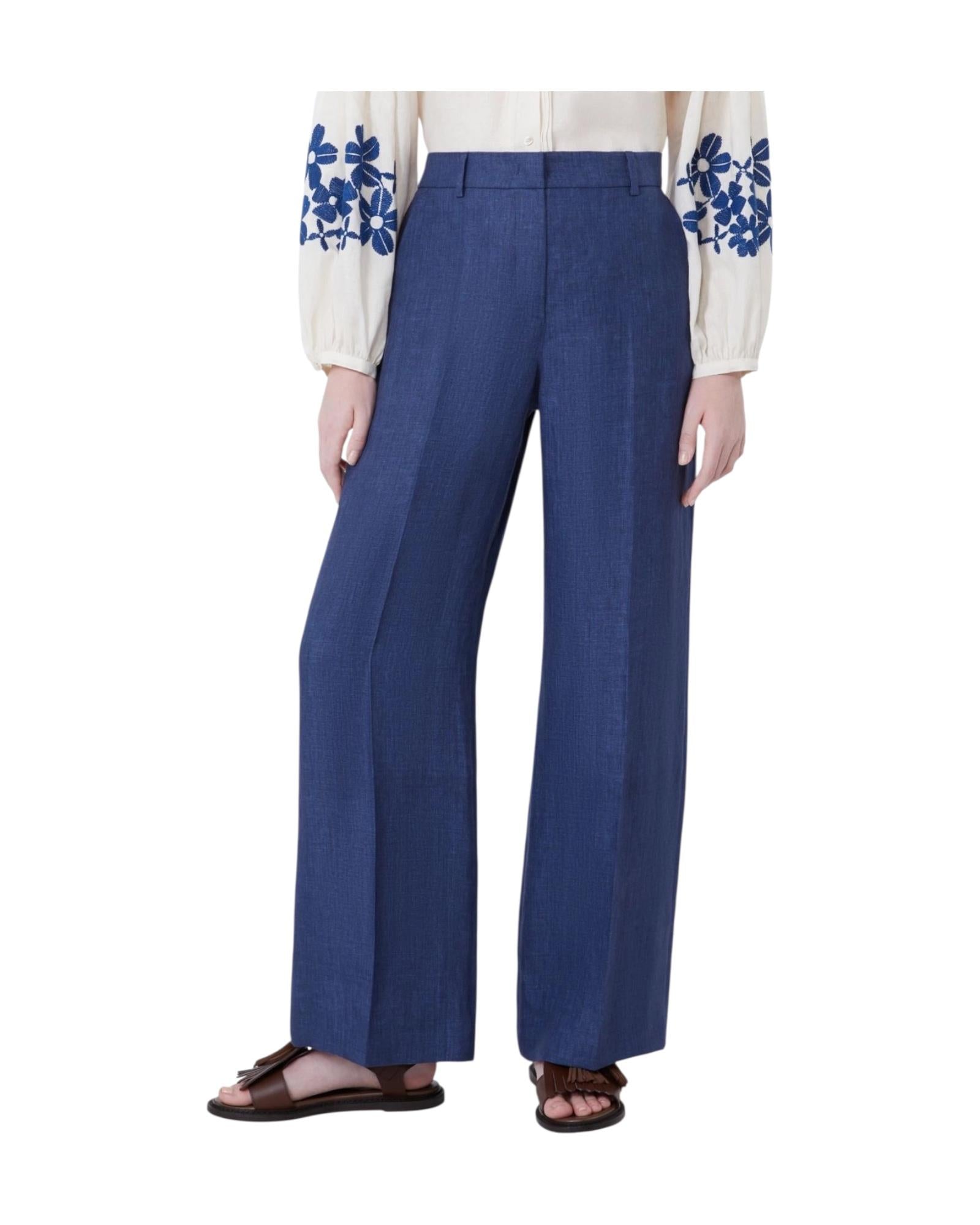 Pantalone in canvas di lino Blu MALIZIA 006 MAX MARA WEEKEND
