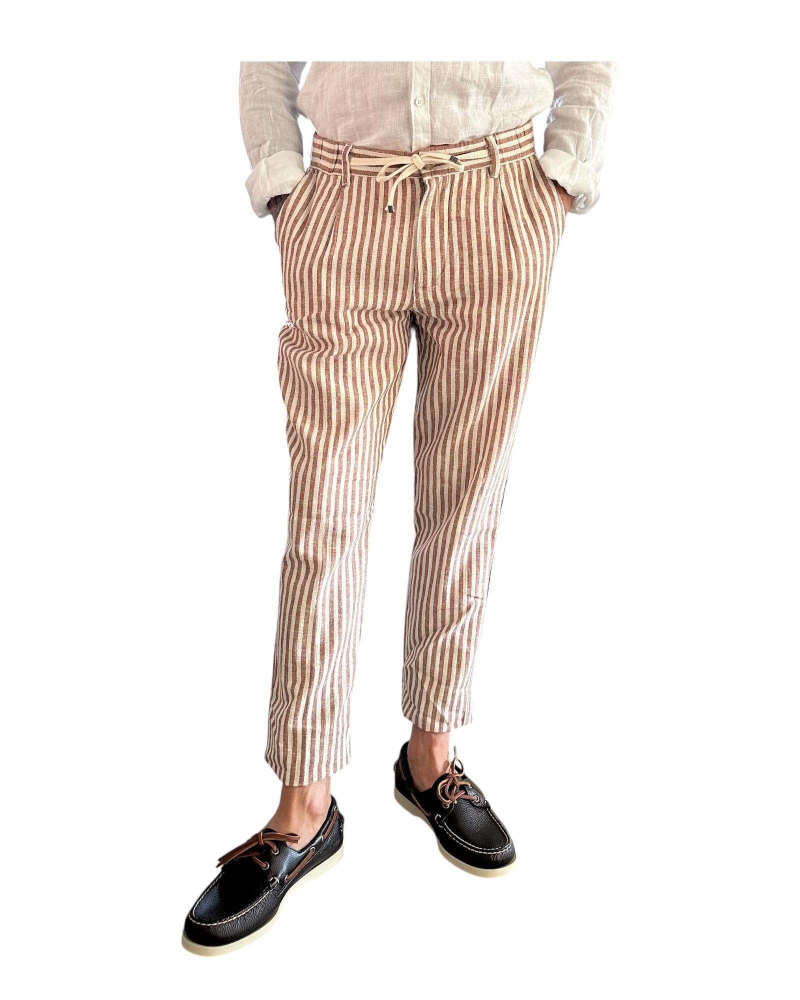 Pantalone misto lino righe Rust AU25S32PA PA1413 RUST Alley docks