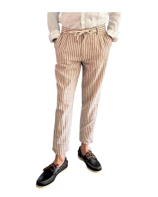 Pantalone misto lino righe Rust AU25S32PA PA1413 RUST Alley docks 
