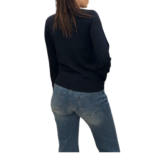 Cardigan girocollo in lana merino Blu CARDIGAN GIROCOLLO BLU AlEXANDRE STONE 