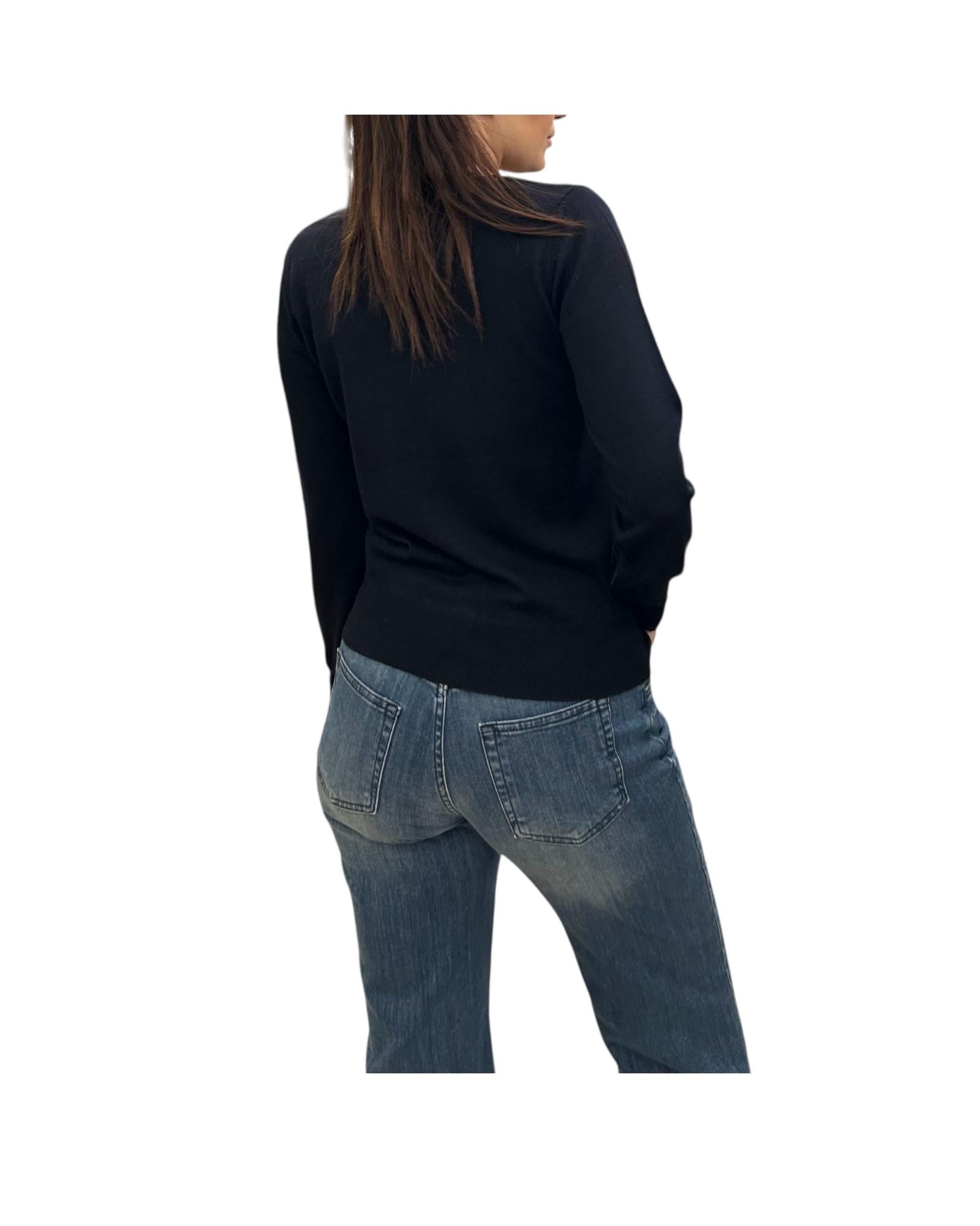 Cardigan girocollo in lana merino Blu CARDIGAN GIROCOLLO BLU AlEXANDRE STONE 