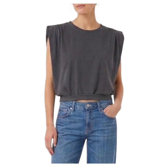 T-shirt con elastico in vita Dark Grey DAFNE DARK GREY CHS 