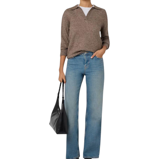 Maglione in alpaca con collo polo Tortora EZE0004 00028I MC2 SAINT BARTH 