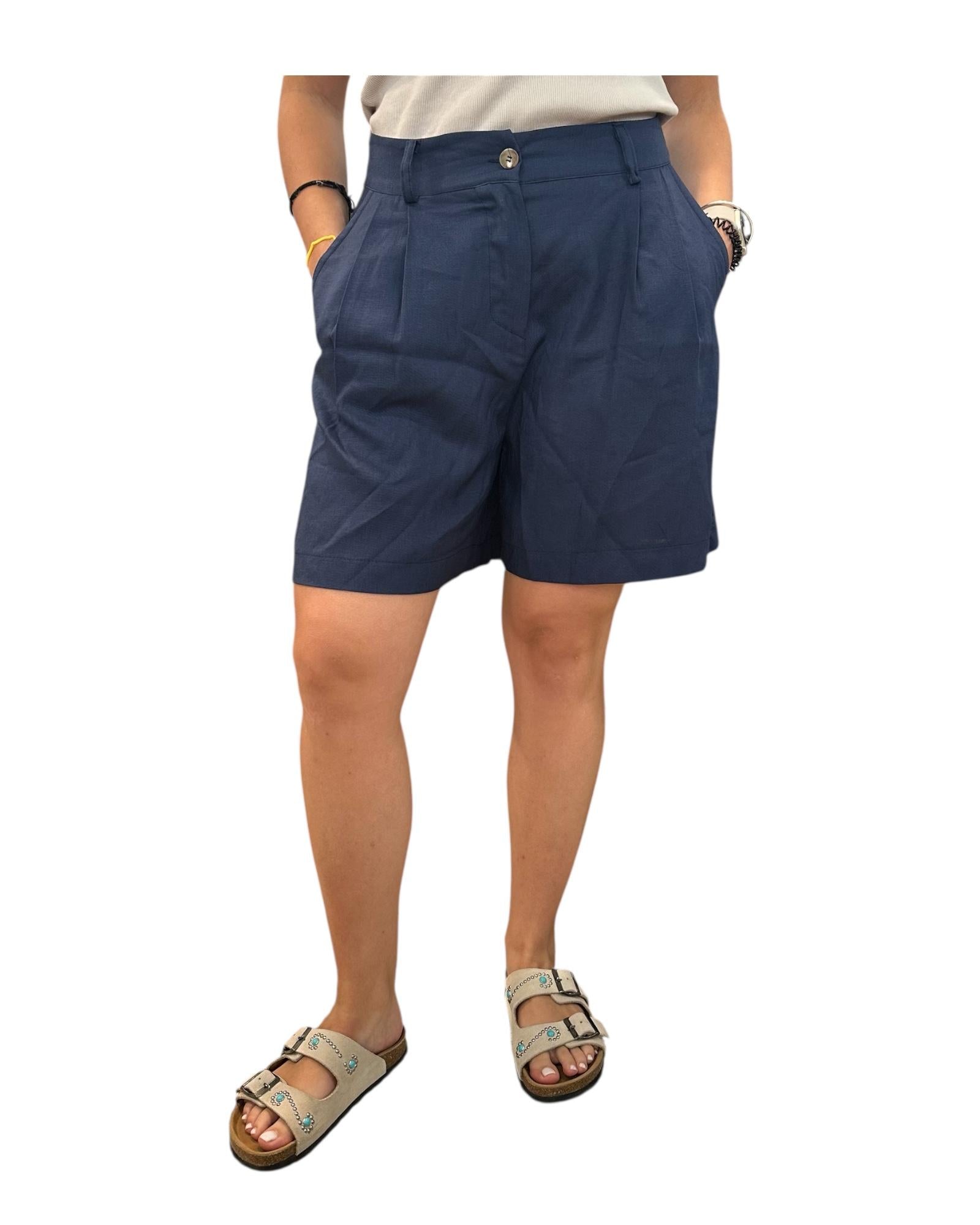 Bermuda misto lino Blu 3753SH BLU RE.VI.VAL