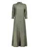 Long green linen chemisier dress