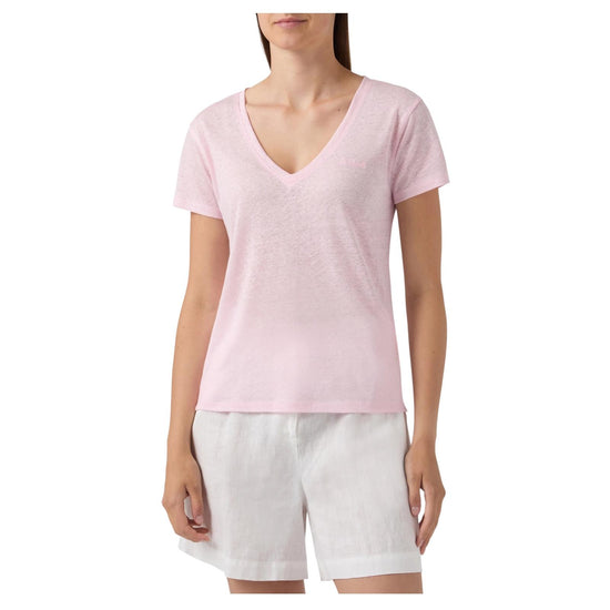 T-shirt in lino Rosa con logo ricamato ELOI001 08678L MC2 SAINT BARTH 