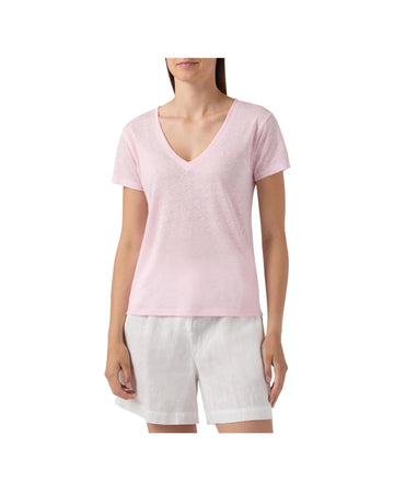 T-shirt in lino Rosa con logo ricamato ELOI001 08678L MC2 SAINT BARTH 