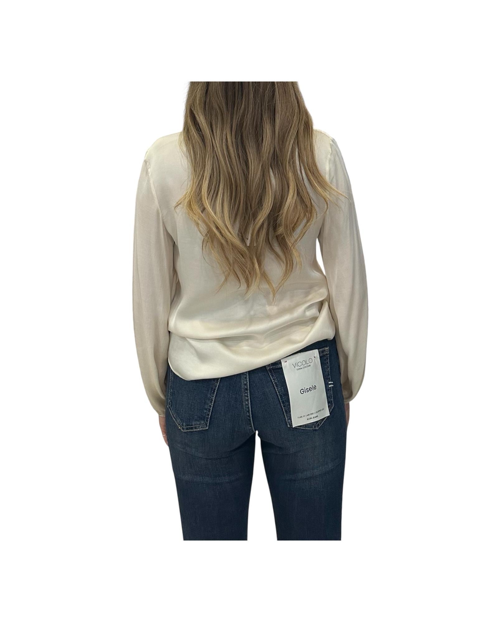 Blusa con scollatura drappeggiata Burro CWG P013 011 haveone 
