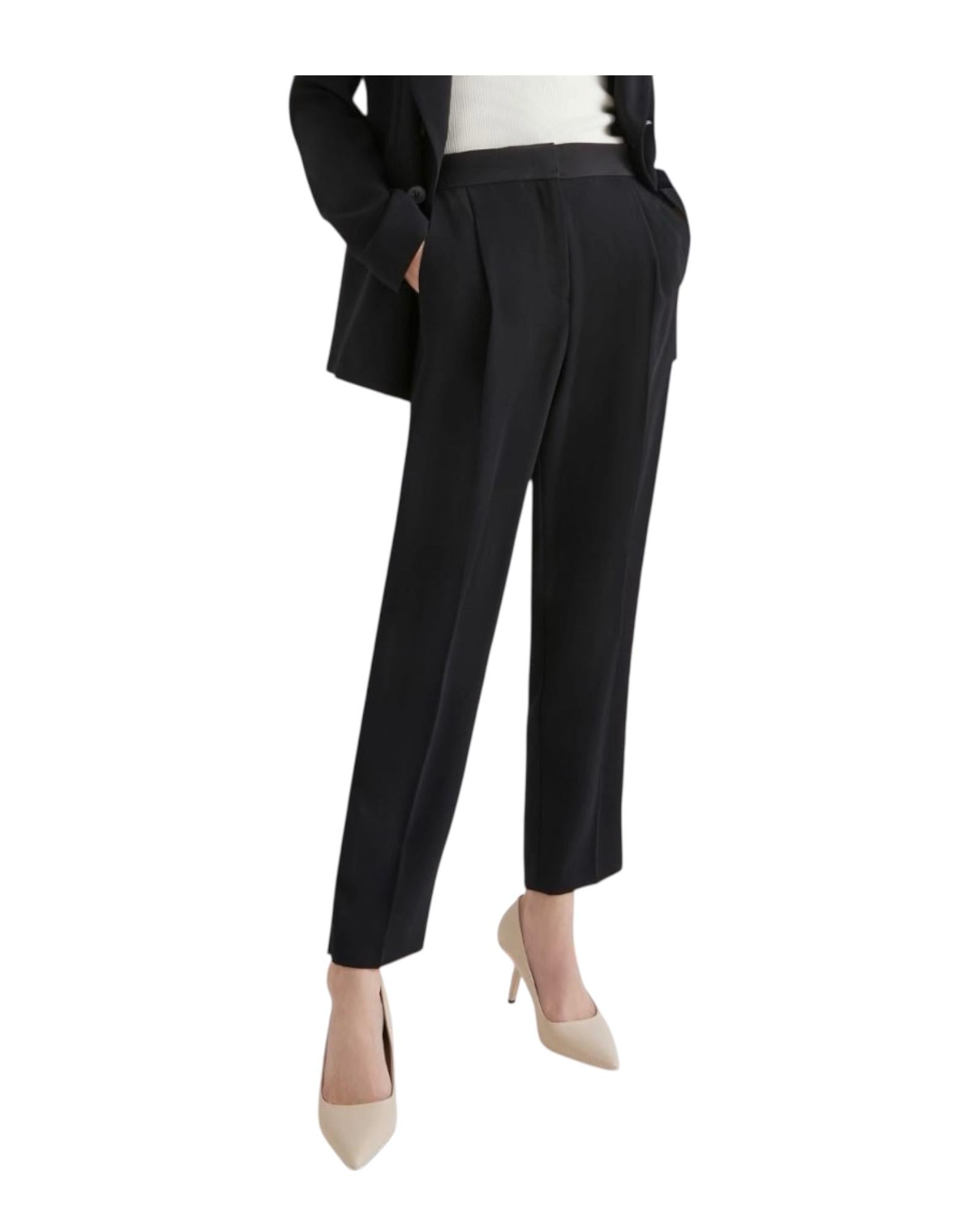 Pantaloni Izabel in ever satin riciclato, nero. IZABEL 002 MARELLA