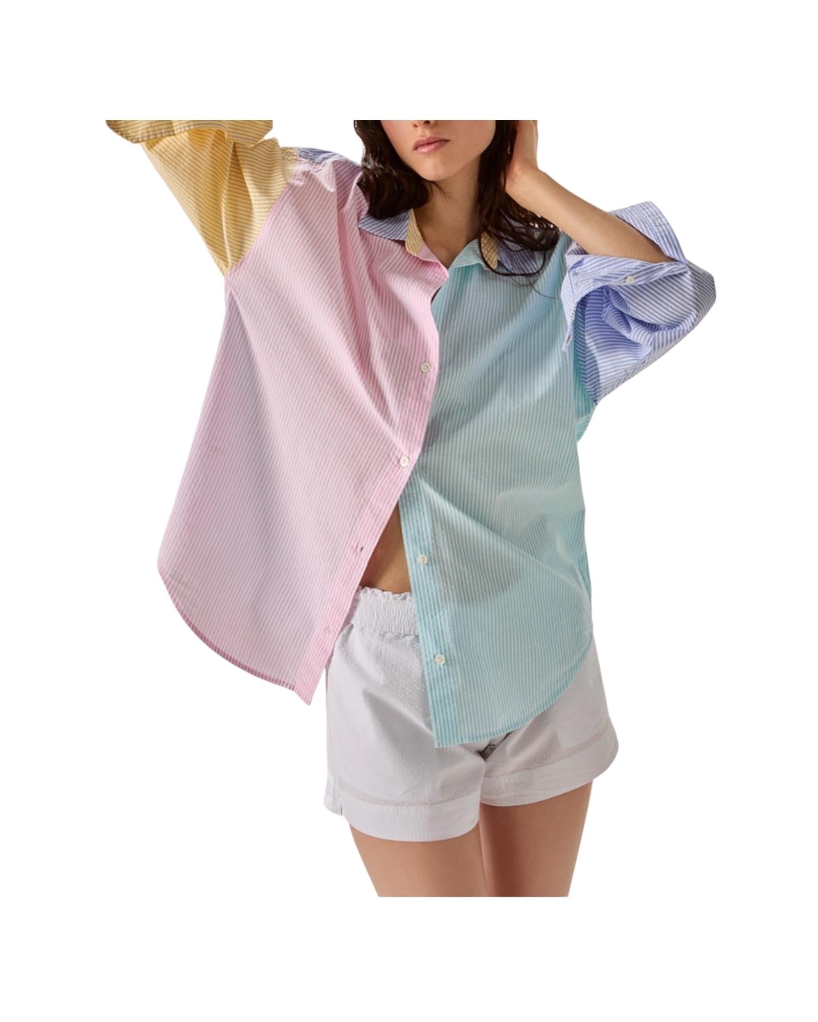 Camicia Multicolor in cotone seersucker CYS0001 00721L MC2 SAINT BARTH 