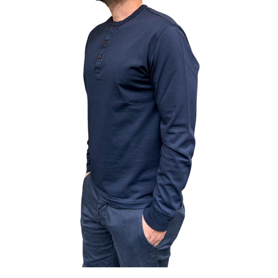 T-shirt manica lunga con bottoni Navy W1011 NAVY BL'KER 