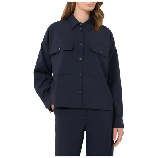Giacca Crop in tela di lana Blu MULINO 001 MAX MARA WEEKEND 