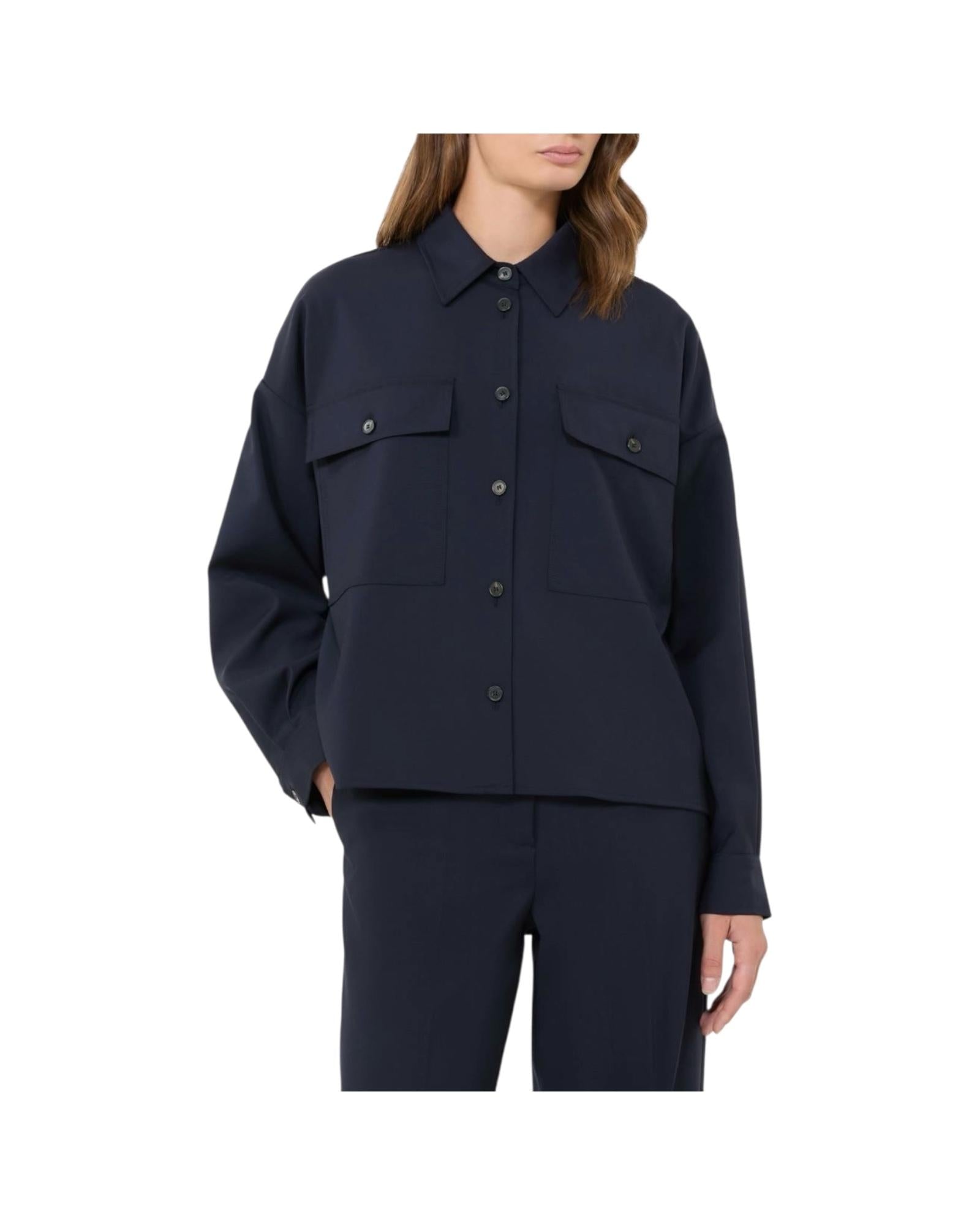 Giacca Crop in tela di lana Blu MULINO 001 MAX MARA WEEKEND 